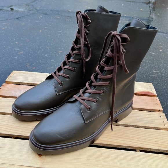 Stuart Weitzman Brown Combat Boots - Picture 3 of 8